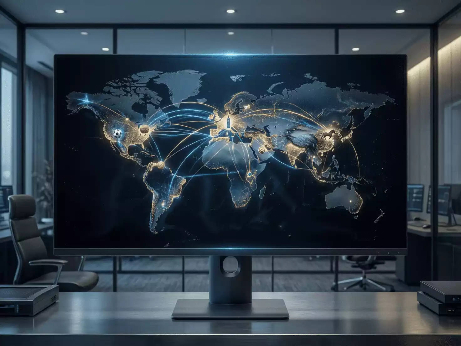 Hipódromo británico con caballos de carreras y público en las gradas