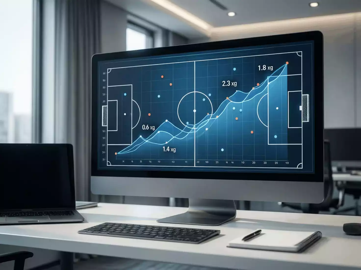 Pantalla mostrando estadísticas de expected goals y análisis de partido