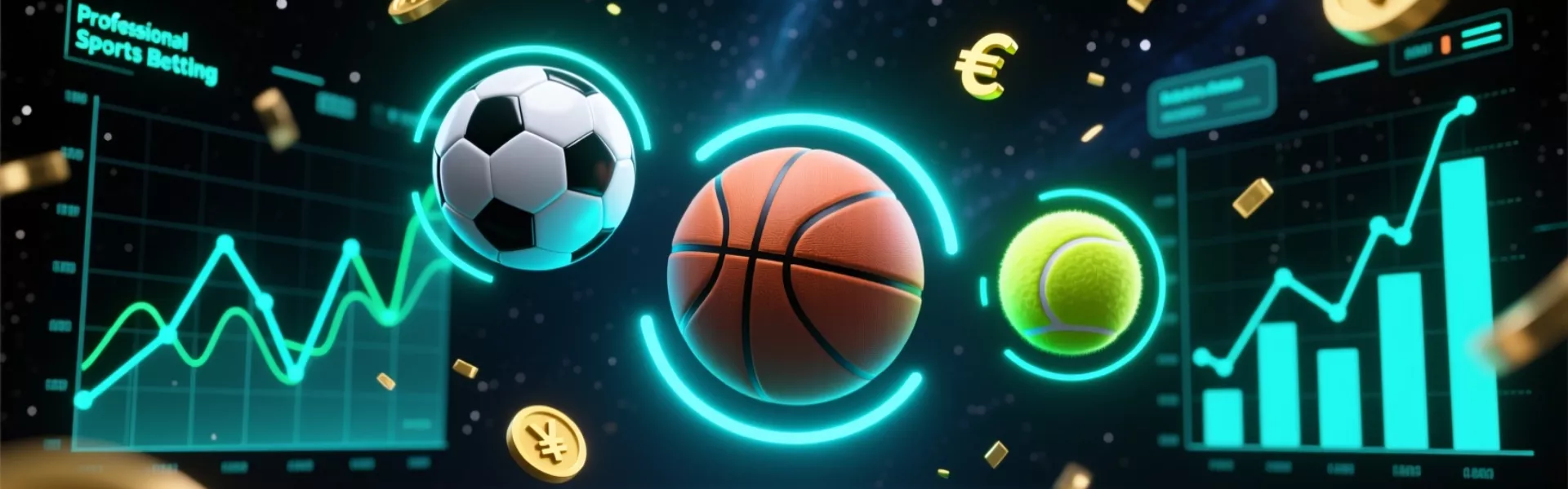 Banner principal de apuestas deportivas con elementos flotantes