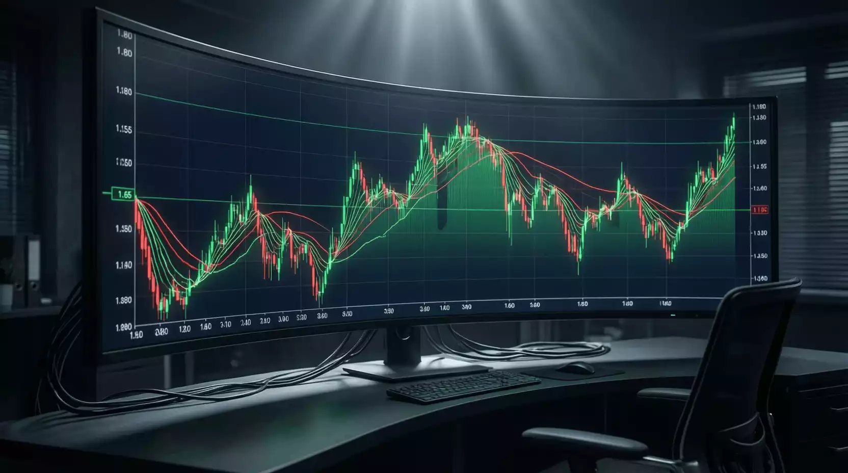 Gráfico dinámico mostrando la fluctuación de cuotas de apuestas en tiempo real