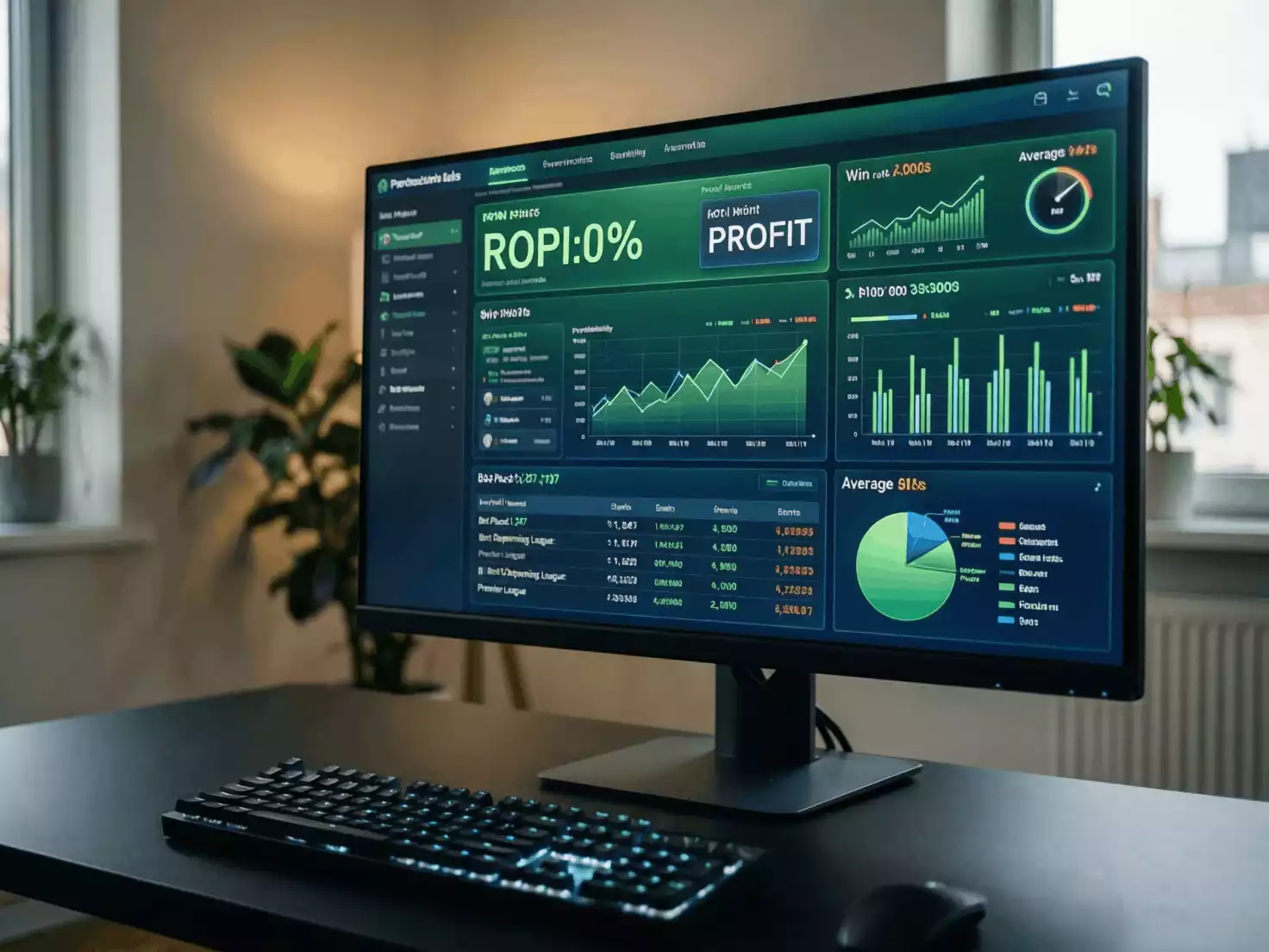 Dashboard mostrando métricas de ROI y yield en apuestas deportivas