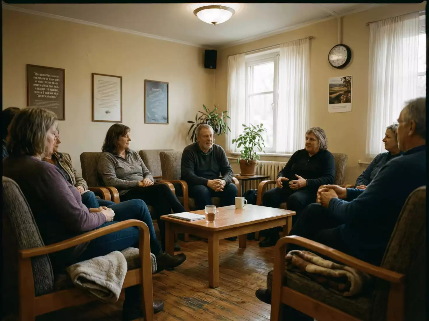Grupo de personas en una reunión de apoyo