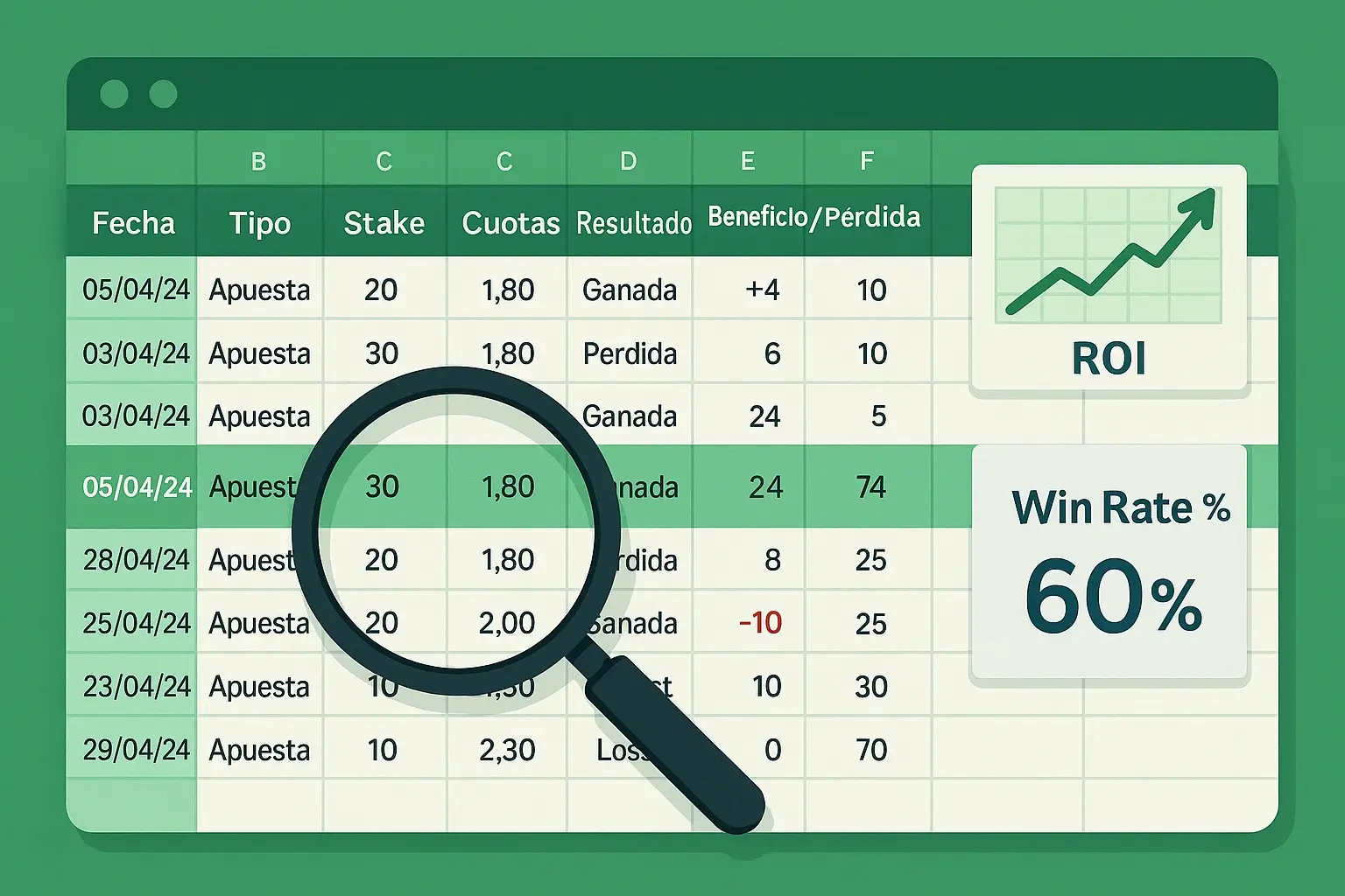 Seguimiento y registro de apuestas en Excel para análisis de rendimiento
