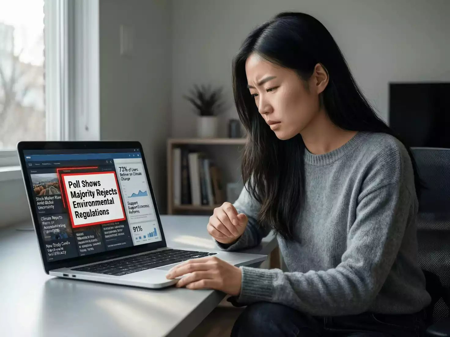 Persona mirando selectivamente información en una pantalla