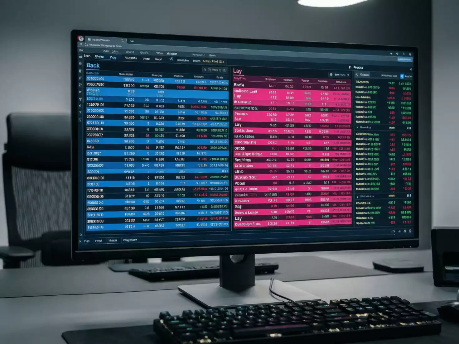Pantalla de Betfair Exchange mostrando opciones de trading en apuestas